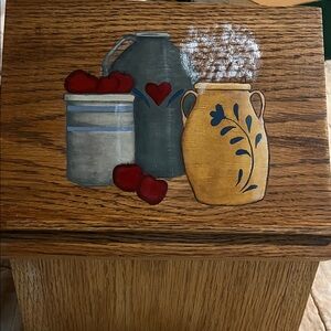 Rustic Wooden Recipe Box with Painted Design- handmade